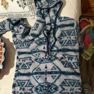 Ariat Teal & Light Gray Fuzzy Pullover Hoodie